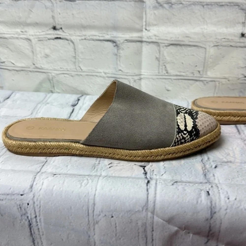 Kaanas Melilla Snakeskin Print Espadrille Mule‎ Slide Flat Shoes Size 7